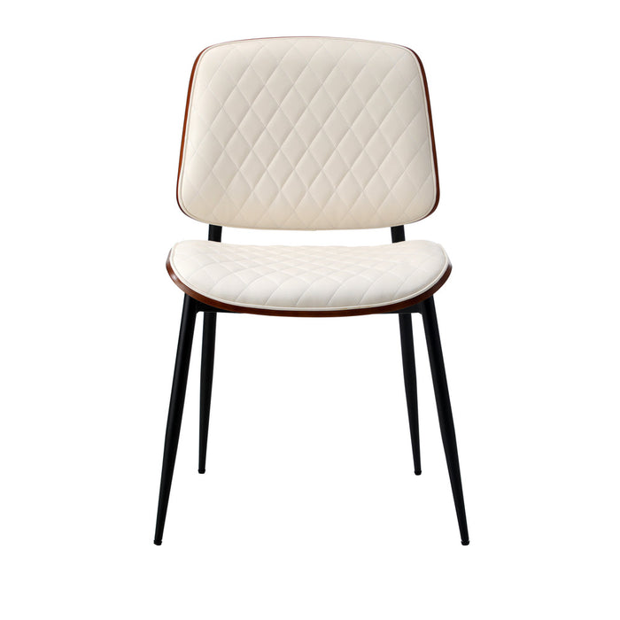 Set of Two Miami Eamos PU Leather Metal Dining Chairs | Retro Metal Wood PU Leather Dining Chair Set
