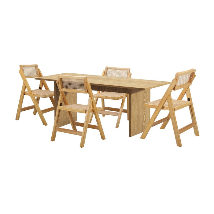 Amolfo Premium 180cm Dining Table and Rattan Chairs Set | 5-7 Seater Modern Dining Table Set with Foldable Chairs