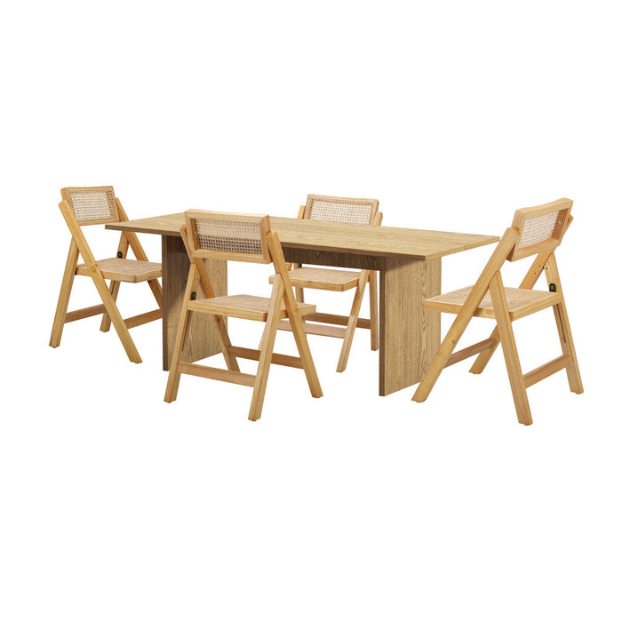 Amolfo Premium 180cm Dining Table and Rattan Chairs Set | 5-7 Seater Modern Dining Table Set with Foldable Chairs