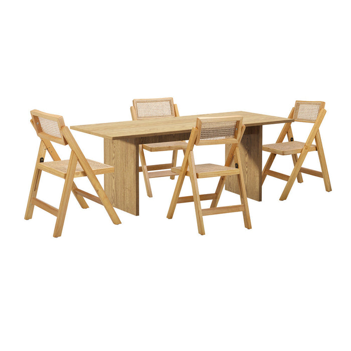 Amolfo Premium 180cm Dining Table and Rattan Chairs Set | 5-7 Seater Modern Dining Table Set with Foldable Chairs