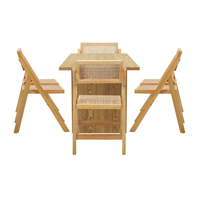 Amolfo Premium 180cm Dining Table and Rattan Chairs Set | 5-7 Seater Modern Dining Table Set with Foldable Chairs