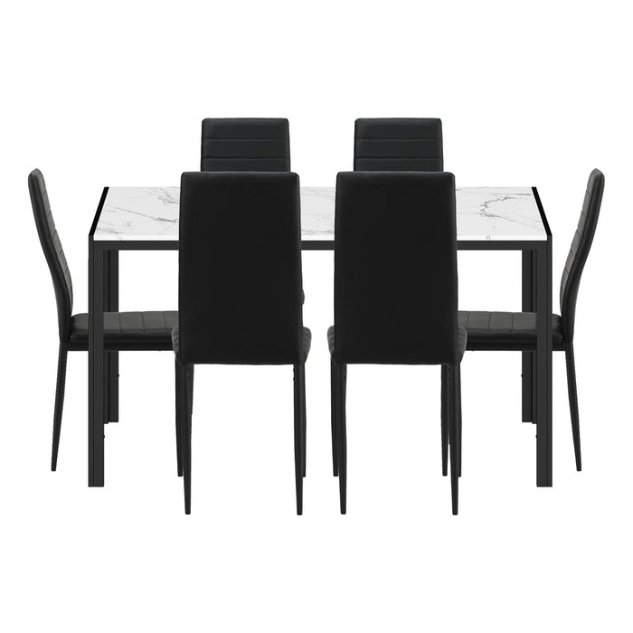 Girona 5 or 7 Piece Slimline Hi Back Dining Set | Premium PU Leather Dining Chairs and 120cm Table Set