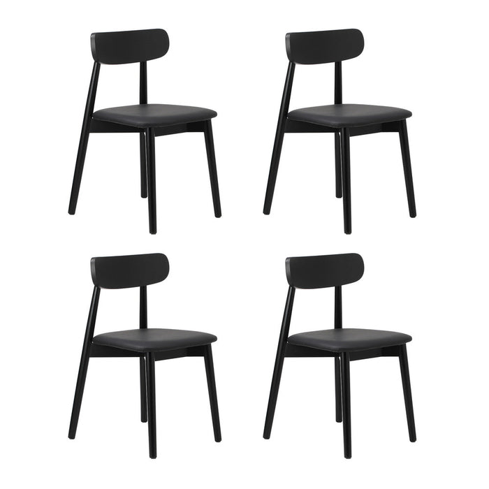 Kiara 5 Piece Slimline Retro Marble Style Dining Set | Premium PU Leather Dining Chairs and 120cm Table Set