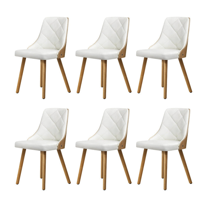 Palermo 160-200cm Extendable Dining Table Set | 7 Piece Premium Dining Table and White Padded Chairs Package