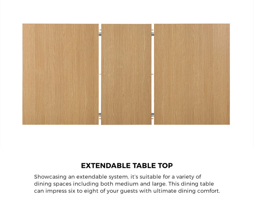 Palermo 160-200cm Extendable Dining Table Set | 7 Piece Premium Dining Table and White Padded Chairs Package