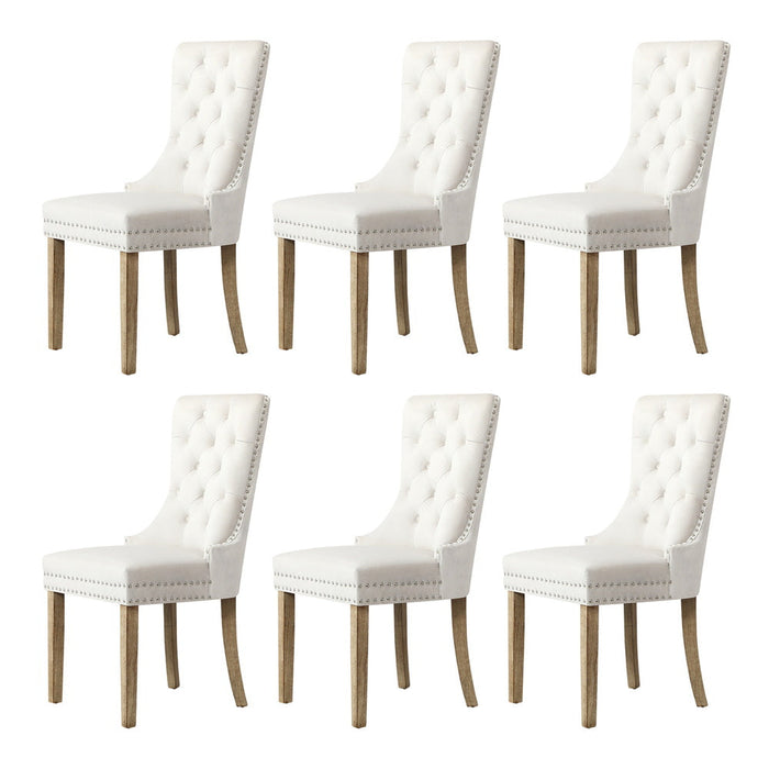 Venezia Luxe 160-200cm Extendable Dining Table Set | 7 Seater Dining Table and Velet Beige Dining Chairs