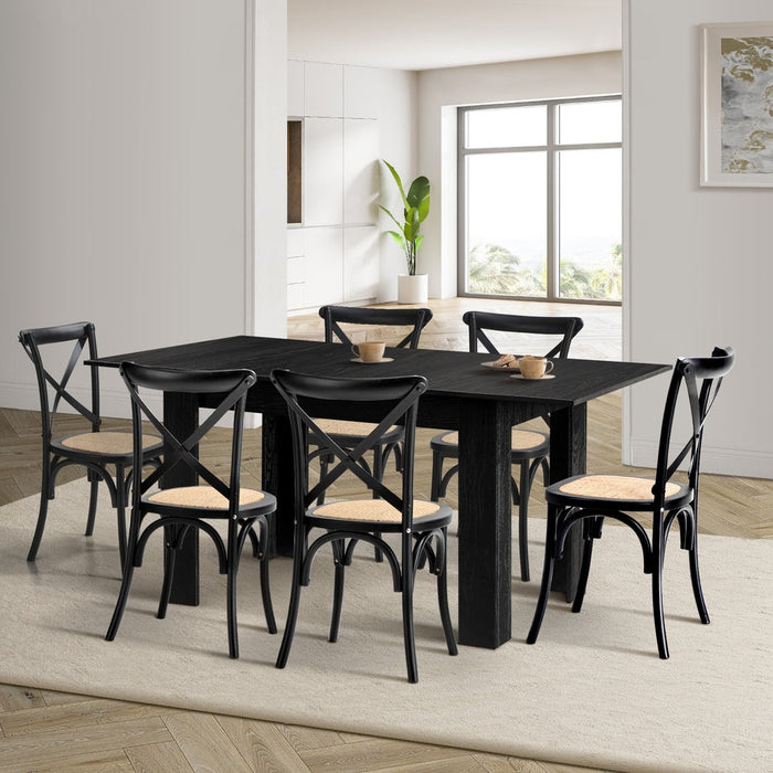 Luxe Nero Black Extendable Dining Table Set | 5-7 Seater Premium Modern Dining Table Set