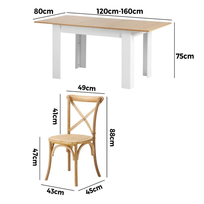 Bianco Nuovo Extendable Dining Table Set | 5-7 Seater Premium Modern Dining Table and Retro Crossback Chairs