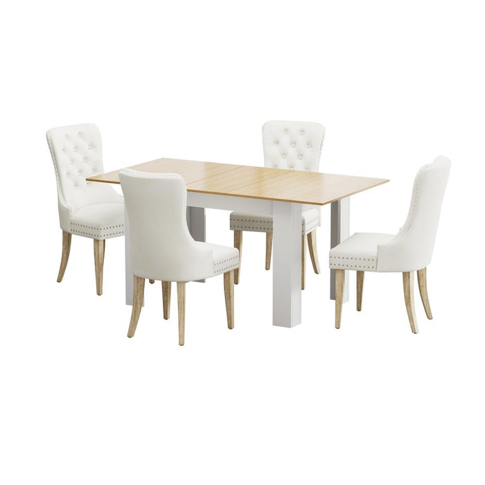 Scarlet Luxe Extendable 120-160cm Dining Table Set | 5-7 Seater Premium Modern Dining Table With Tuffted Velet Dining Chairs
