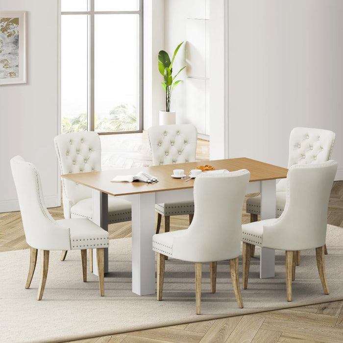 Scarlet Luxe Extendable 120-160cm Dining Table Set | 5-7 Seater Premium Modern Dining Table With Tuffted Velet Dining Chairs