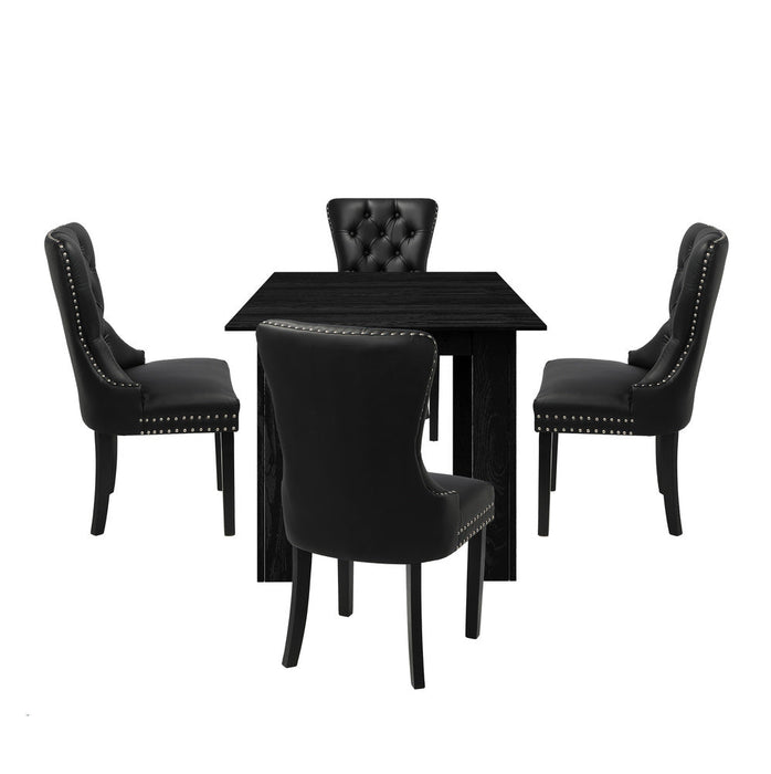 Scarlet Nero Extendable 120-160cm Dining Table Set | 5-7 Seater Premium Black Modern Dining Table Set