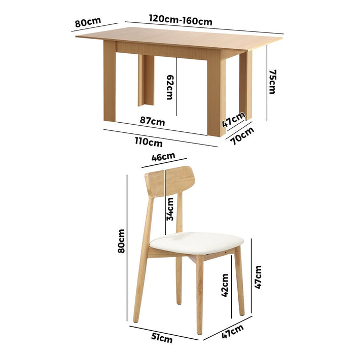 Orebello Extendable 120-160cm Dining Table Set | 5-7 Seater Premium Modern Dining Table Set