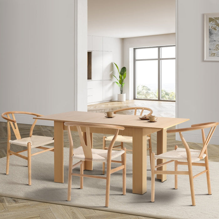 Replica Wishbone Extendable 120-160cm Dining Table Set | 5-7 Seater Premium Modern Dining Table Set