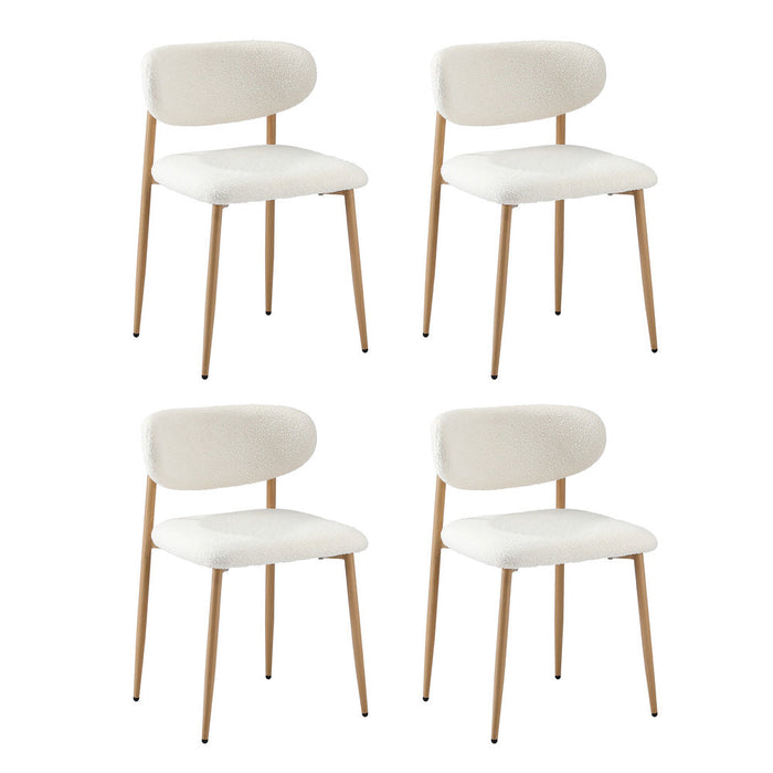 Milo Gold Boucle 90cm Round Dining Table Set | 5 Seater Modern Dining Table Marble Style Top and Boucle Dining Chairs