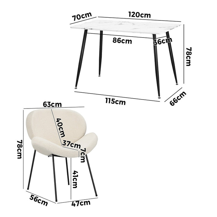Luzcia Boucle Luxe Dining Table Set with Winged Tub Chairs | 5-7 Seater Premium Dining Table Set