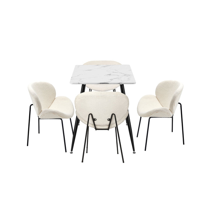 Luzcia Boucle Luxe Dining Table Set with Winged Tub Chairs | 5-7 Seater Premium Dining Table Set