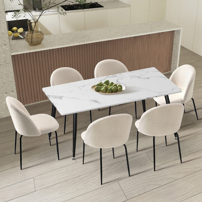 Terrazi Boucle Luxe Dining Table Set | 5-7 Seater Premium Dining Table Set