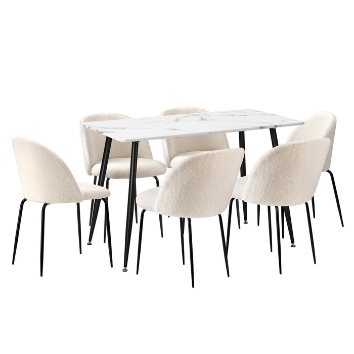 Terrazi Boucle Luxe Dining Table Set | 5-7 Seater Premium Dining Table Set