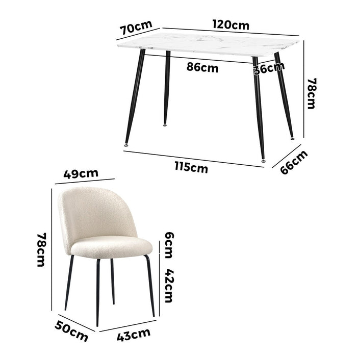 Terrazi Boucle Luxe Dining Table Set | 5-7 Seater Premium Dining Table Set