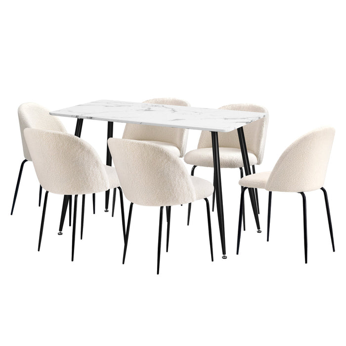 Terrazi Boucle Luxe Dining Table Set | 5-7 Seater Premium Dining Table Set