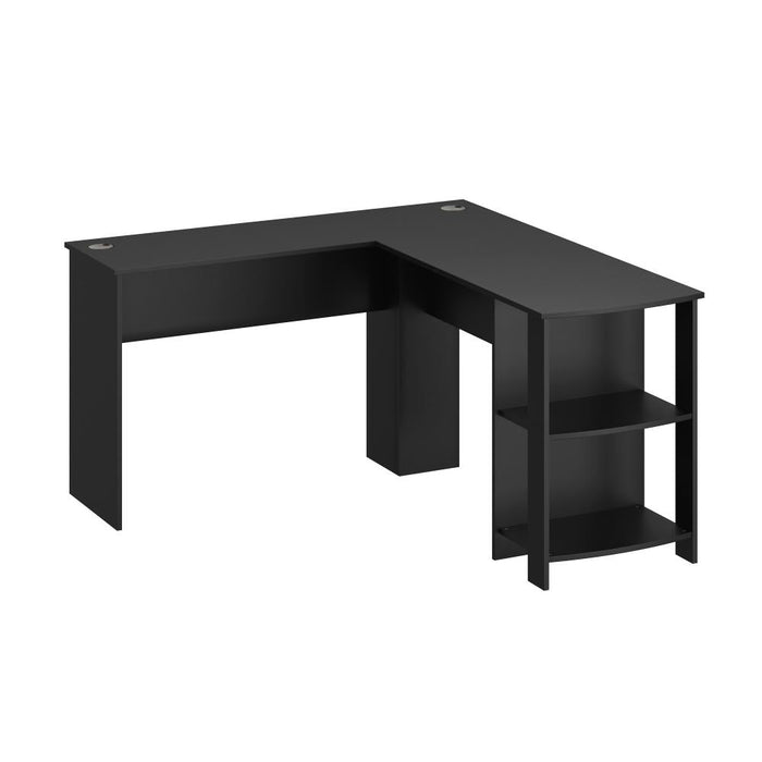Milano Premiere L Shaped Corner Computer Desk Station | Wooden Corner Office Desk with Storage Shelves Space Saver
