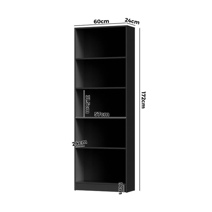 Milanese 5 Tier Wooden Display Unit | Modern Wooden Bookshelf Storage Shelving Unit