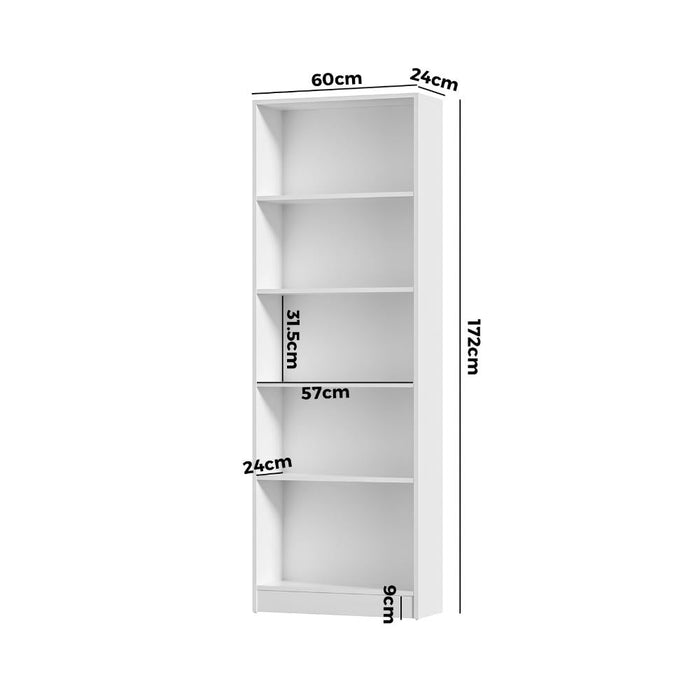 Milanese 5 Tier Wooden Display Unit | Modern Wooden Bookshelf Storage Shelving Unit