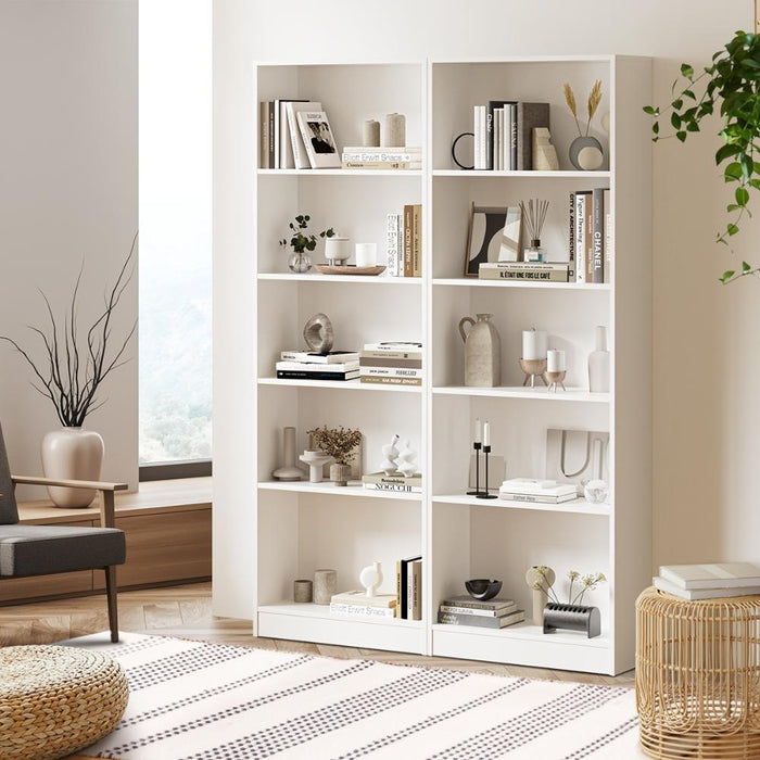 Milanese 5 Tier Wooden Display Unit | Modern Wooden Bookshelf Storage Shelving Unit