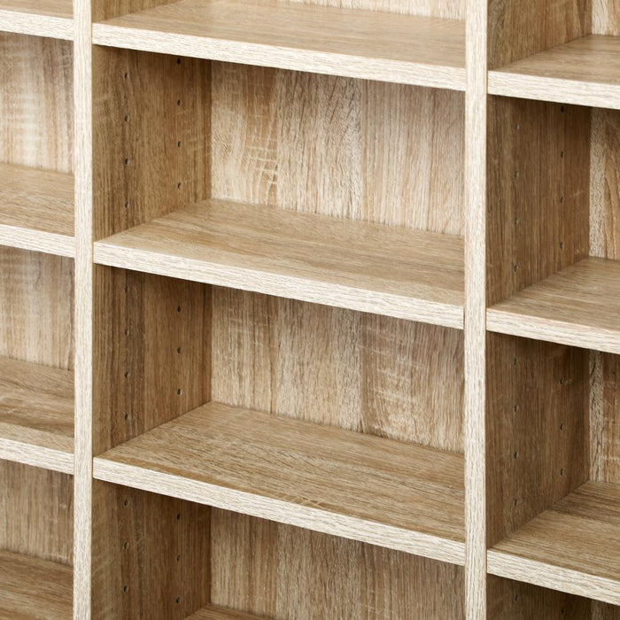 Oikiture 36 Slot Adjustable Wooden Display Unit | Modern Wooden Bookshelf Storage Shelf Unit