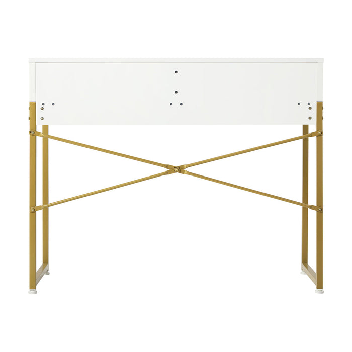 Emperium Luxe Ripple Effect Console Table | White and Gold Hallway Entry Table