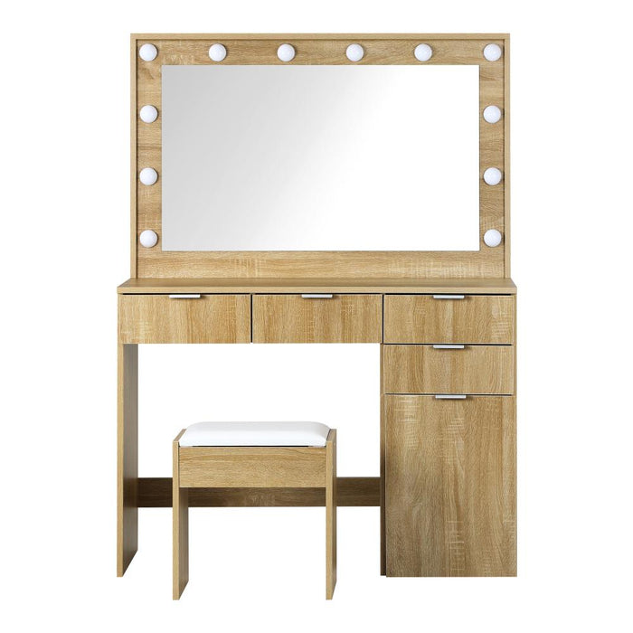 Venezza Large LED Mirror Dressing Table and Stool Set | 10 Light Hollywood Light | Makeup Desk Storage Drawer