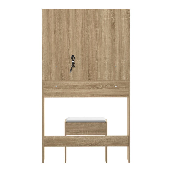 Princess Mila Hollywood Dressing Table Stool Set | LED Strip Mirror Storage Makeup Desk Cabinet
