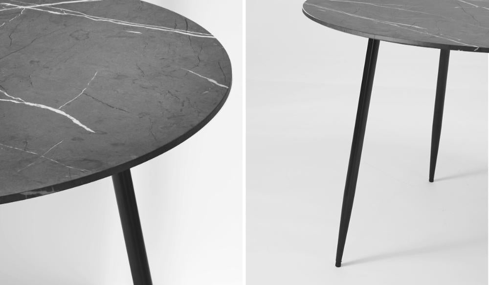 Amalfi Dios Marble Style Round Dining Table | Premium Modern 110cm Dining Table Marble Style Top