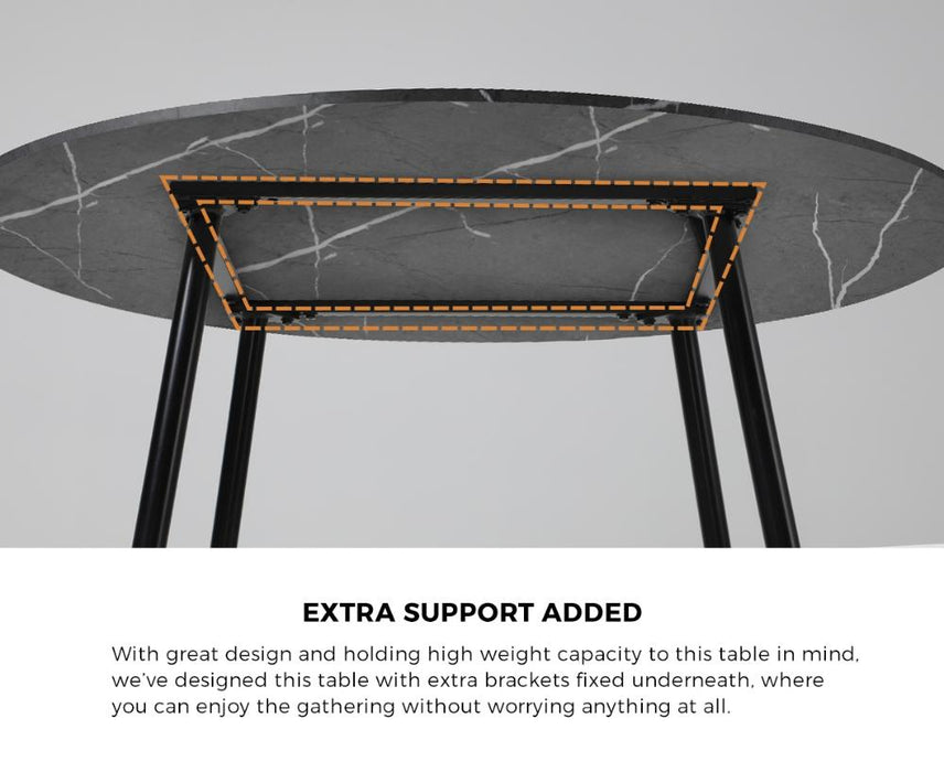 Amalfi Dios Marble Style Round Dining Table | Premium Modern 110cm Dining Table Marble Style Top