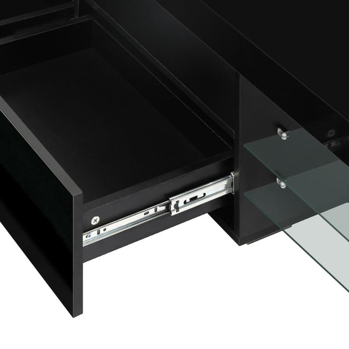 Hierro LED 16 Light TV Cabinet 220cm Entertainment Unit | Hi Gloss TV Unit Stand