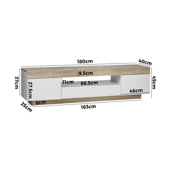180cm Darton LED Wooden TV Cabinet Entertainment Unit |Modern TV Unit with Storage