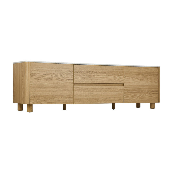 Ferrara 160cm TV Entertainment Unit | Two Tone Marble Style Top TV Cabinet with Storage