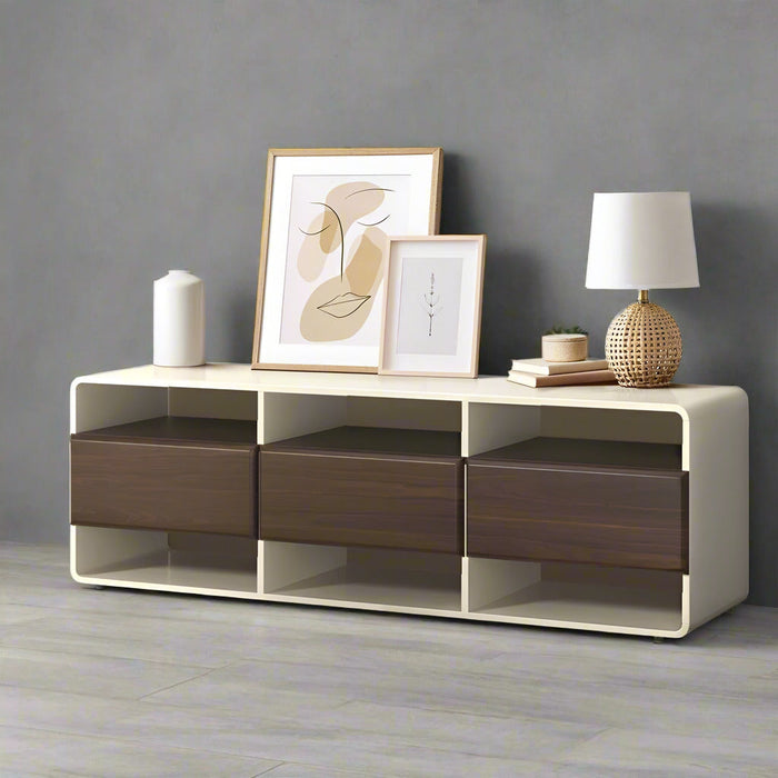 Sanremo Open Shelf 140cm TV Unit | White Retro Modern Multi Draw Entertainment Unit