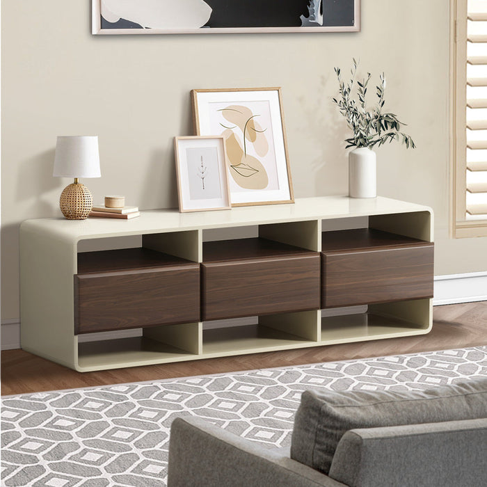 Sanremo Open Shelf 140cm TV Unit | White Retro Modern Multi Draw Entertainment Unit