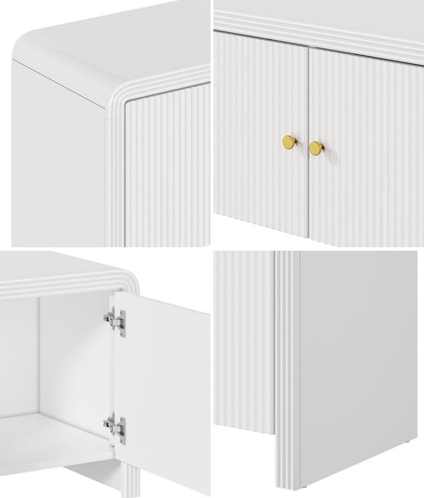Santorini White Fluted 160cm TV Unit | Modern Ripple 4 Draw Entertainment Unit