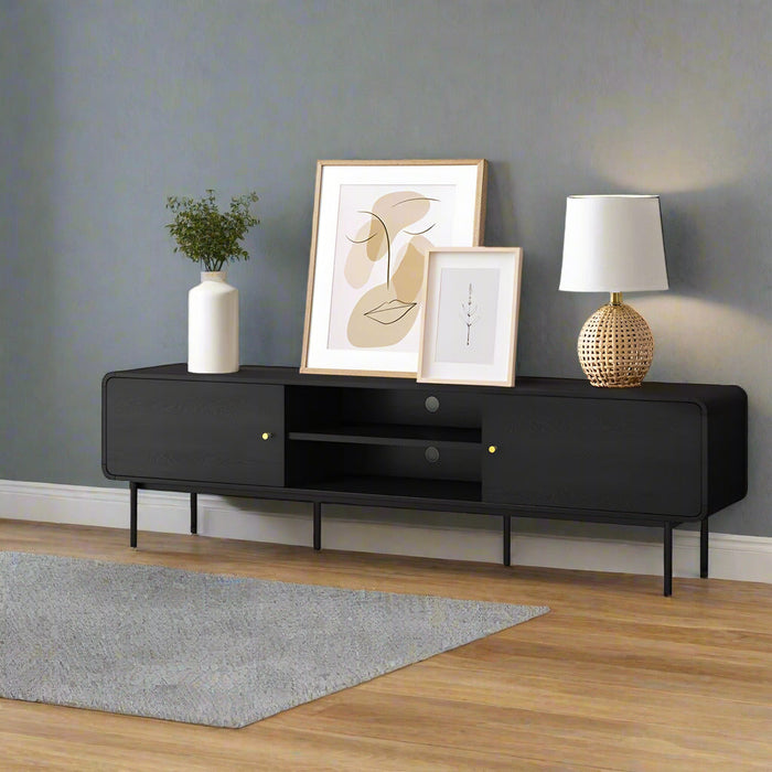 Vesio 180cm Woodgrain TV Unit | Two Door Modern Scandi Look Entertainment Unit
