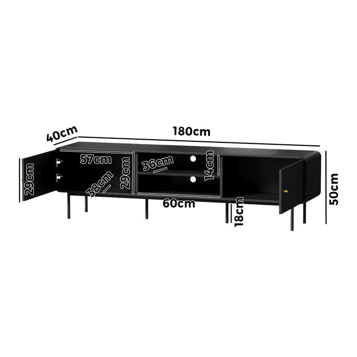 Vesio 180cm Woodgrain TV Unit | Two Door Modern Scandi Look Entertainment Unit