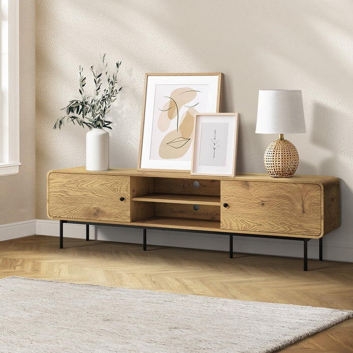 Vesio 180cm Woodgrain TV Unit | Two Door Modern Scandi Look Entertainment Unit