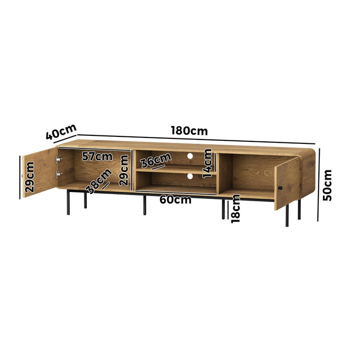 Vesio 180cm Woodgrain TV Unit | Two Door Modern Scandi Look Entertainment Unit