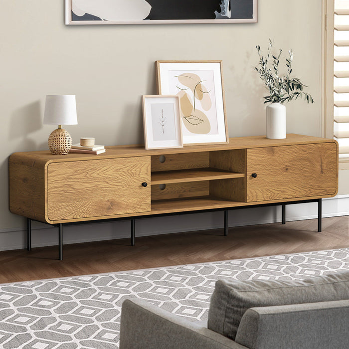 Vesio 180cm Woodgrain TV Unit | Two Door Modern Scandi Look Entertainment Unit
