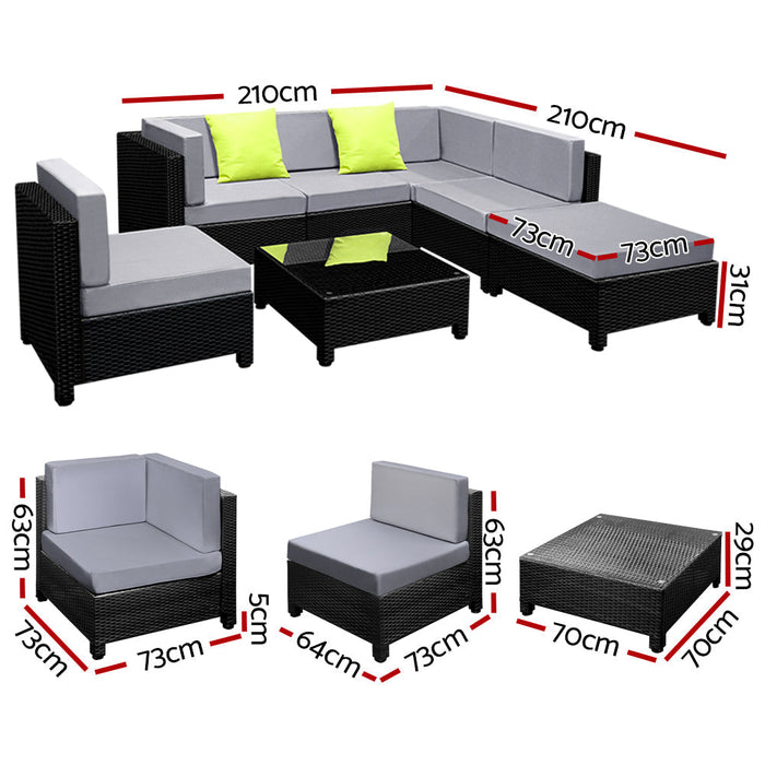 Belgrado Duos 7 Piece Wicker Outdoor Furniture Sofa Set with 2 Seat Cushion Sets | High Quality Rattan 7pc Outdoor Lounge Setting