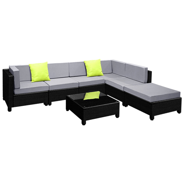 Belgrado Duos 7 Piece Wicker Outdoor Furniture Sofa Set with 2 Seat Cushion Sets | High Quality Rattan 7pc Outdoor Lounge Setting