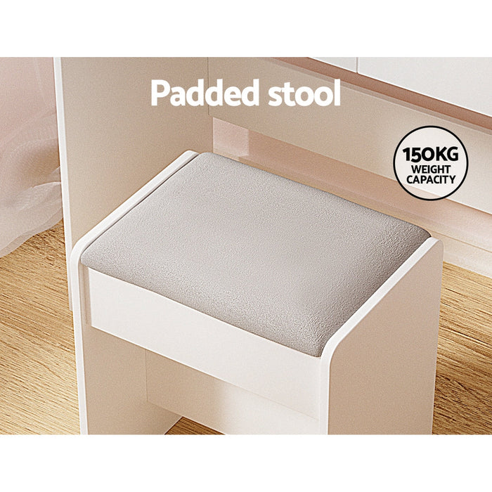 Starque LED Mirror Dressing Table and Makeup Stool Set | 10 Light Hollywood Mirror Makeup and Storage Unit