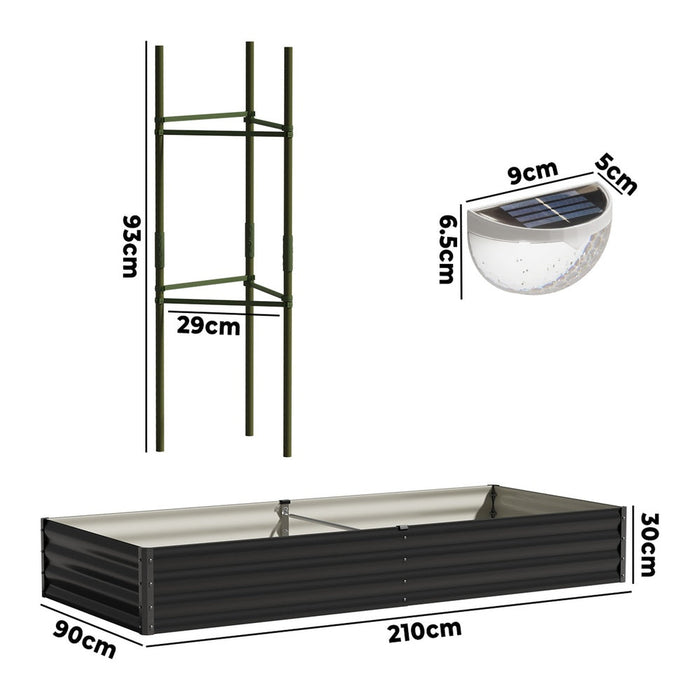 Greenio Premium Raised Garden Bed with Plant Stand | LED Lights Galvanised Steel Planter Garden Bed