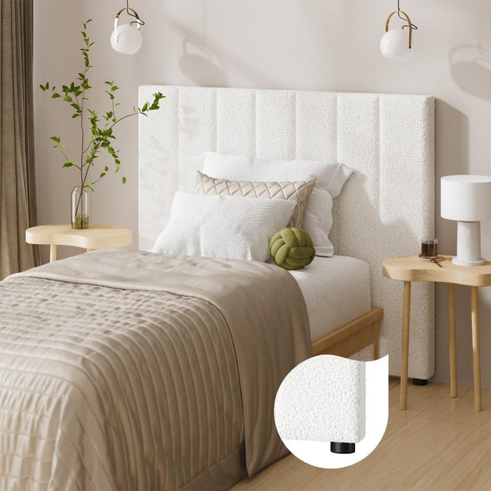 Teddy Milo Boucle Premium Headboard | Soft Touch Snow White Luxury Elegant Bed Head